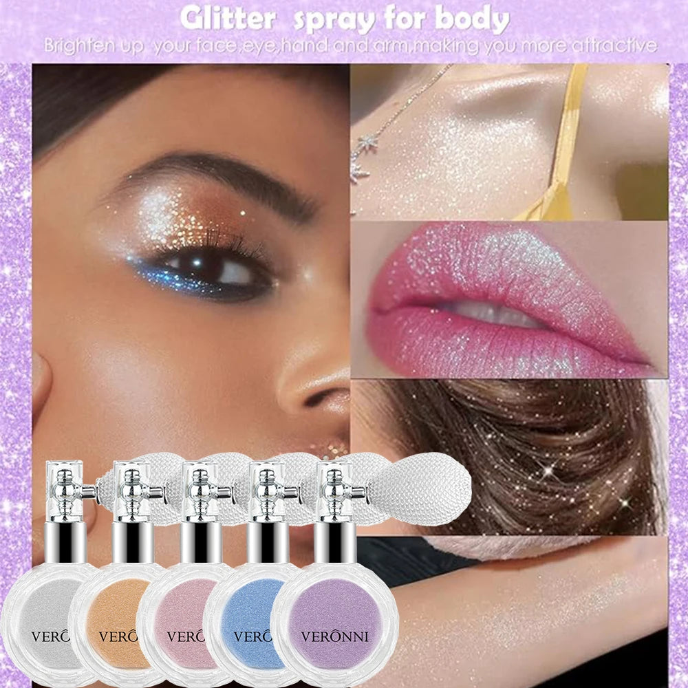 Shimmering Fairy Dust Highlighter Spray for Face and Body