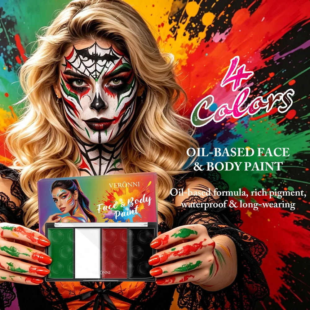 4-Color Professional Face and Body Paint Makeup Kit