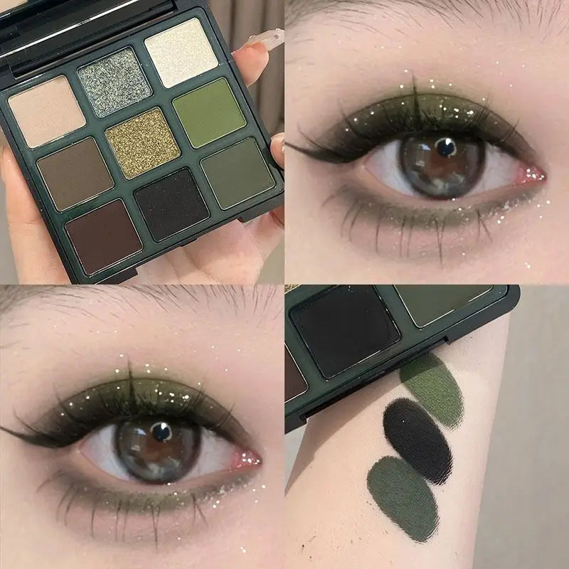 9-Color Olive Green Smokey Eyeshadow Palette