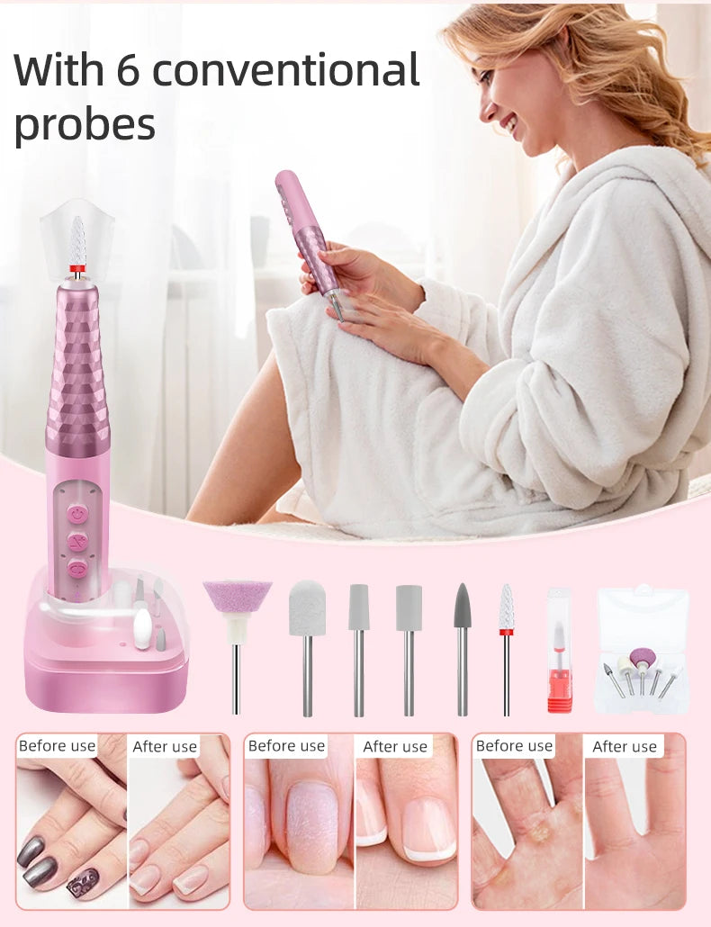 Portable Cordless Electric Nail Drill Kit