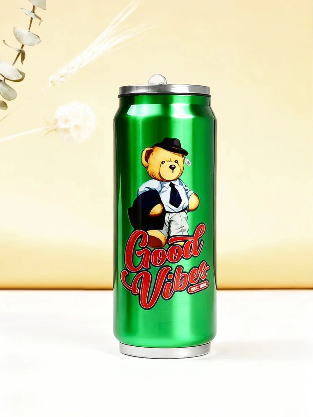 Insulated Stainless Steel Can Tumbler with Straw
