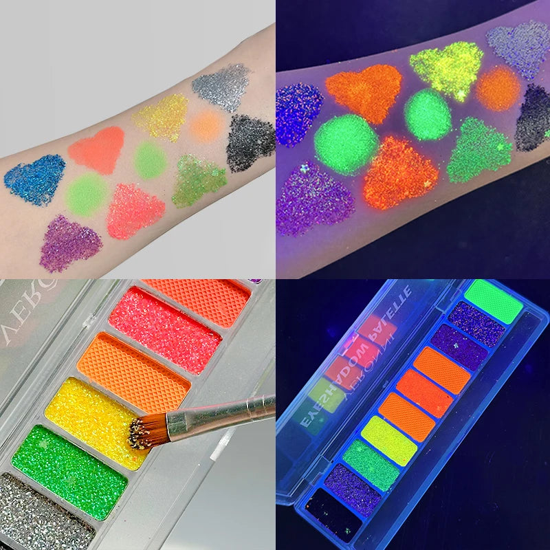 10-Color Neon UV Glow-in-the-Dark Face and Eye Makeup Palette - 13