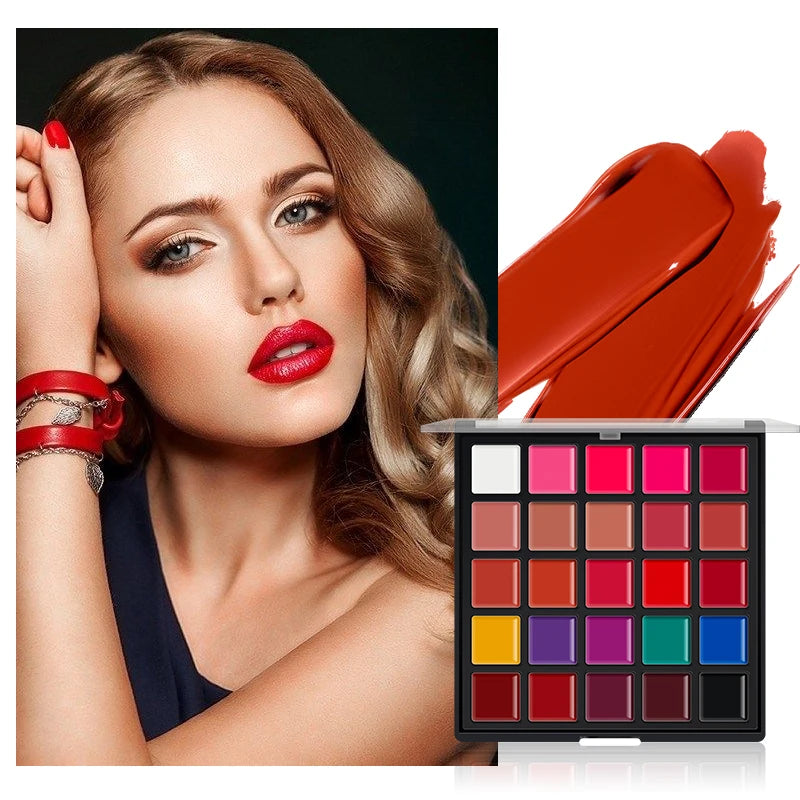 25-Shade Professional Moisturizing Lipstick and Lip Gloss Palette
