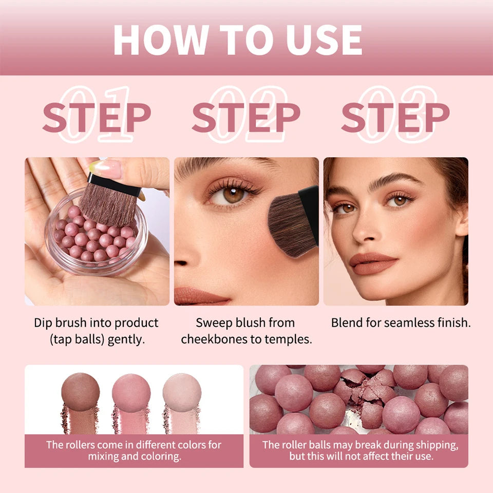 Shimmering Spherical Blush Powder Beads