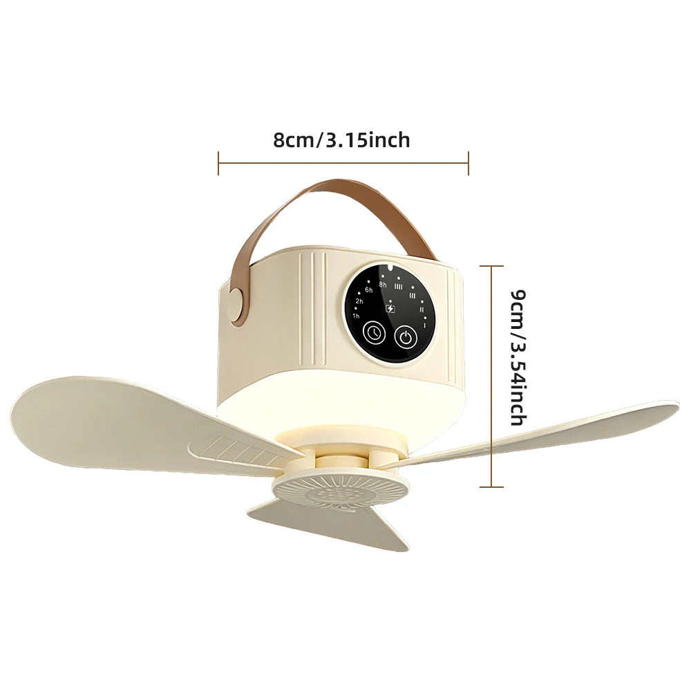 Portable Rechargeable Ceiling Fan with LED Light and Remote - 15