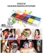 Professional 12-Color Face and Body Painting Kit with Setting Powder