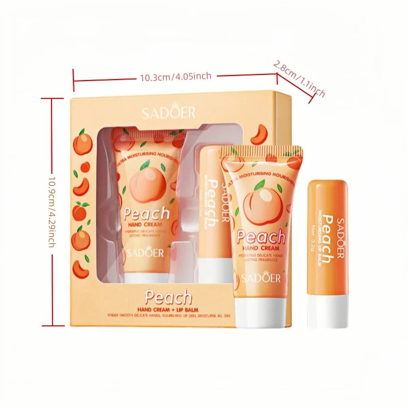 Peach Moisturizing Hand Cream and Lip Balm Set