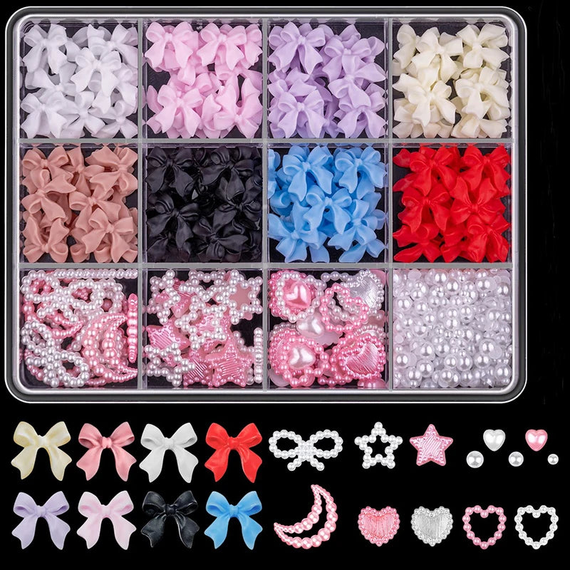 3D Bow and Flower Nail Art Decoration Set