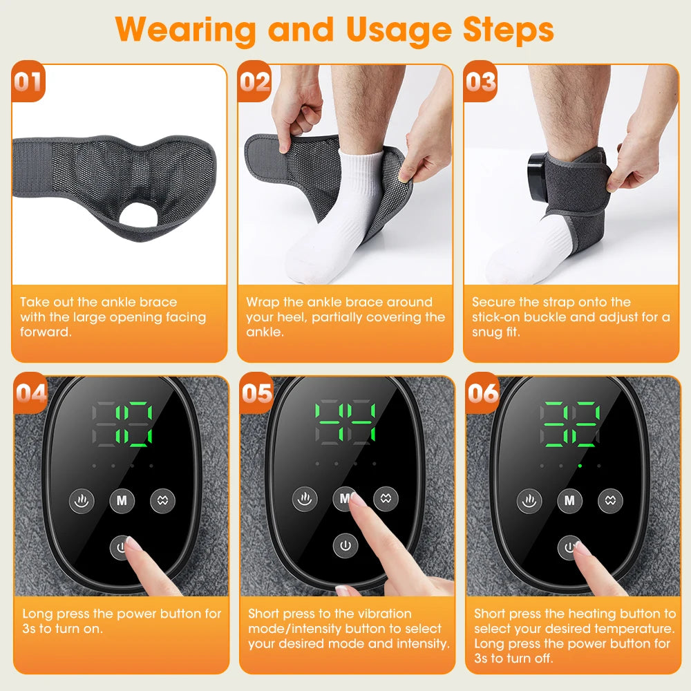 Wireless Heated Ankle Massager with Vibration Therapy