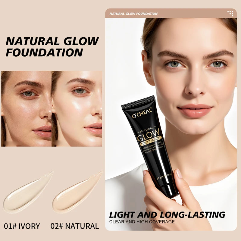 Waterproof Natural Glow Liquid Foundation with Brush