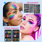 12-Color Temporary Glitter Tattoo and Body Art Kit