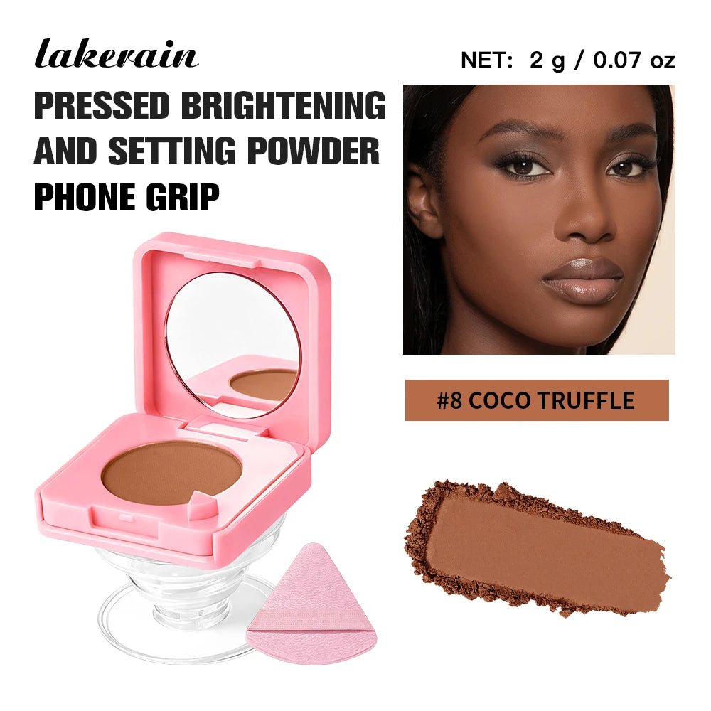 Oil-Control Pressed Powder Compact with Integrated Phone Grip