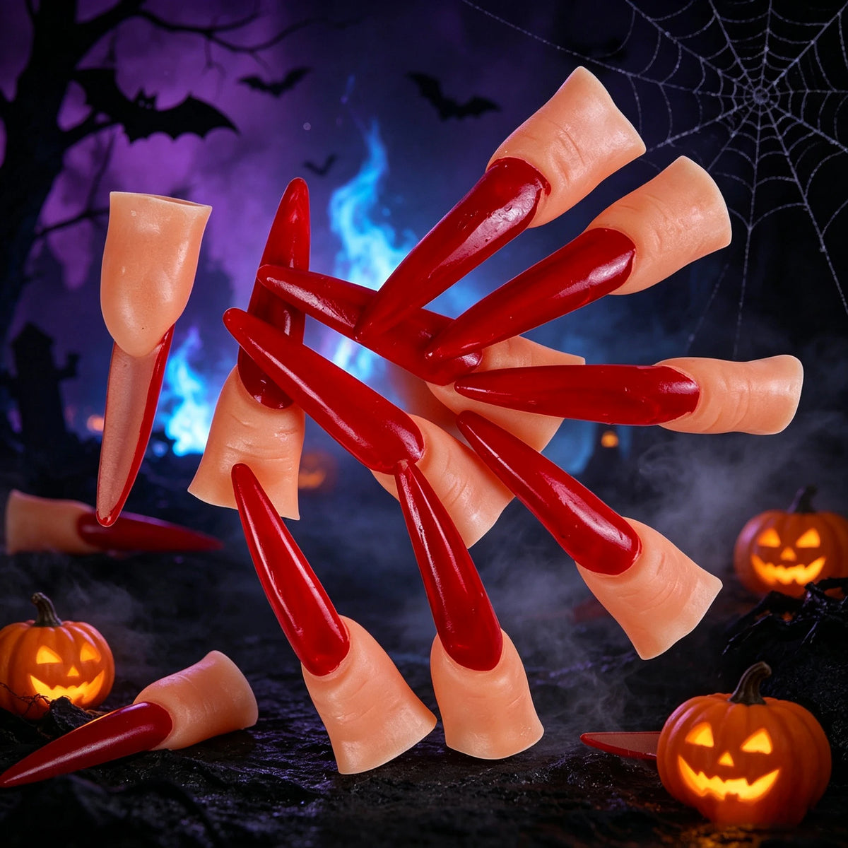 Scary Witch Claw Finger Nails for Halloween Costumes