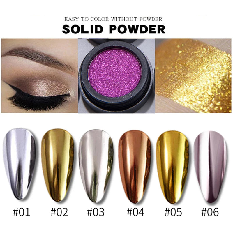 Chrome Mirror Effect Metallic Nail Art Glitter Powder