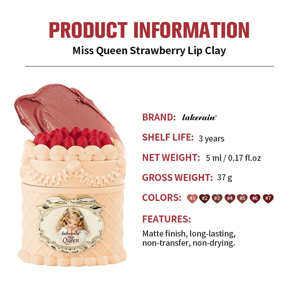 Velvet Matte Strawberry Lip Clay Cream