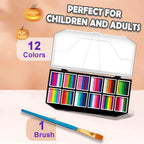 12-Color Rainbow Face and Body Paint Palette for Kids and Parties