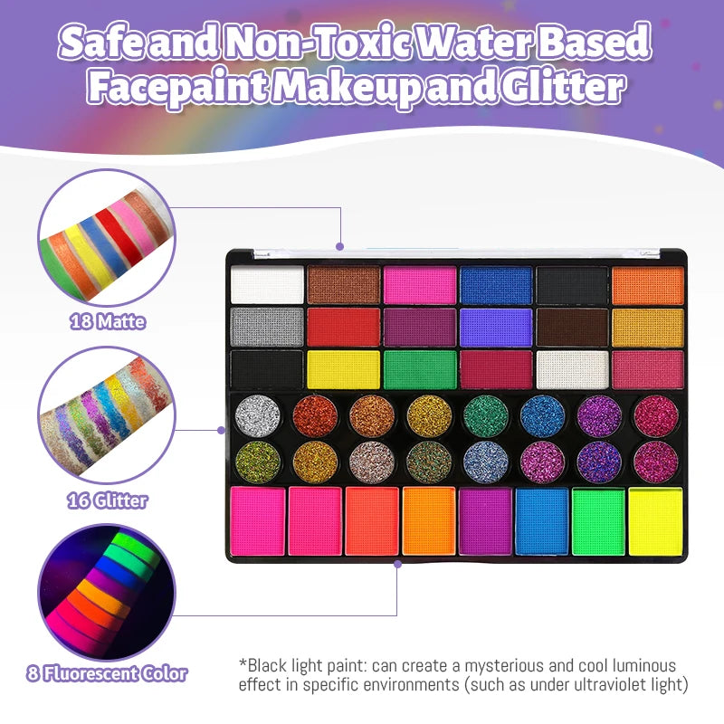 42-Color Professional Face and Body Paint Palette