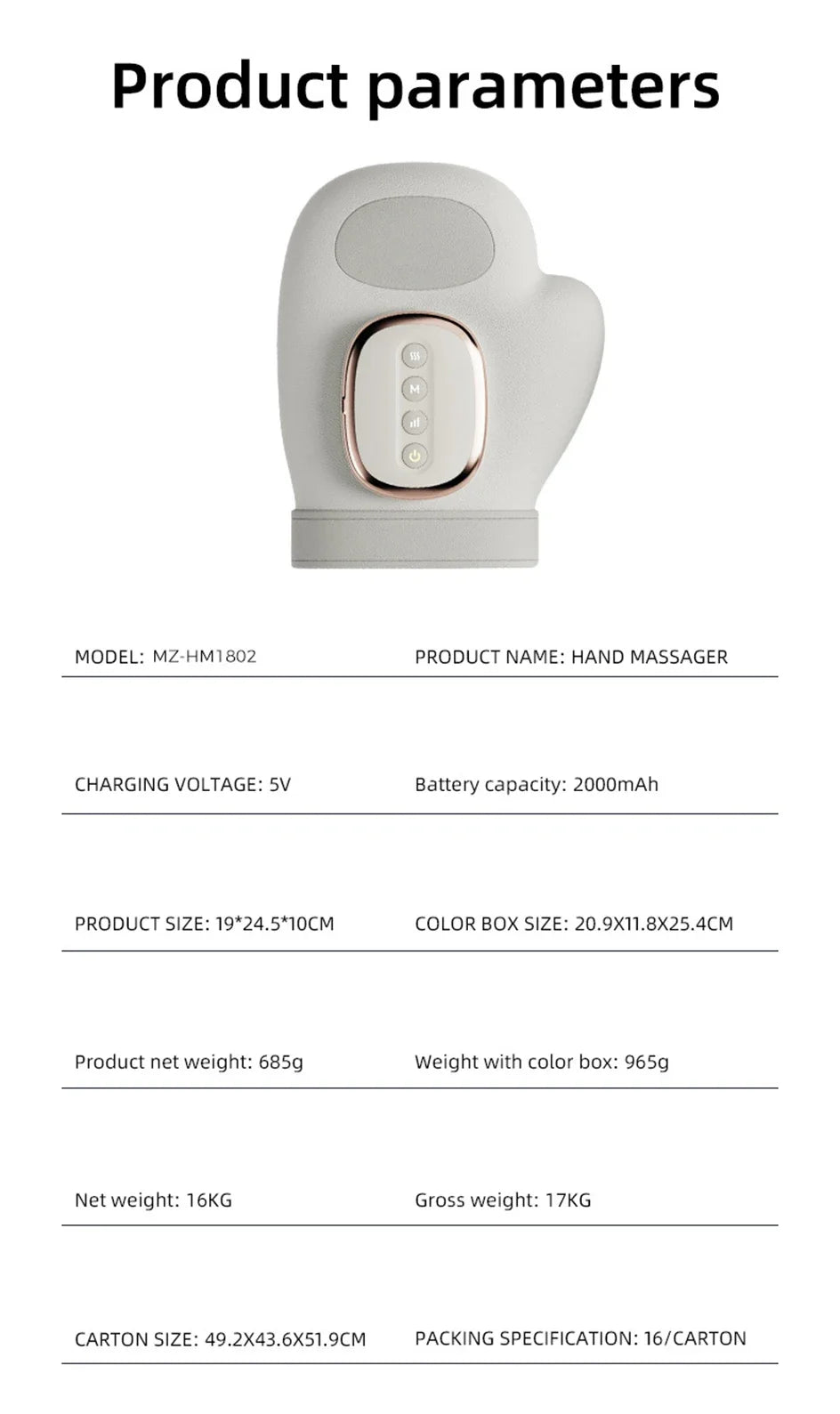 Electric Air Compression Hand Massager with Heat for Pain Relief - 16
