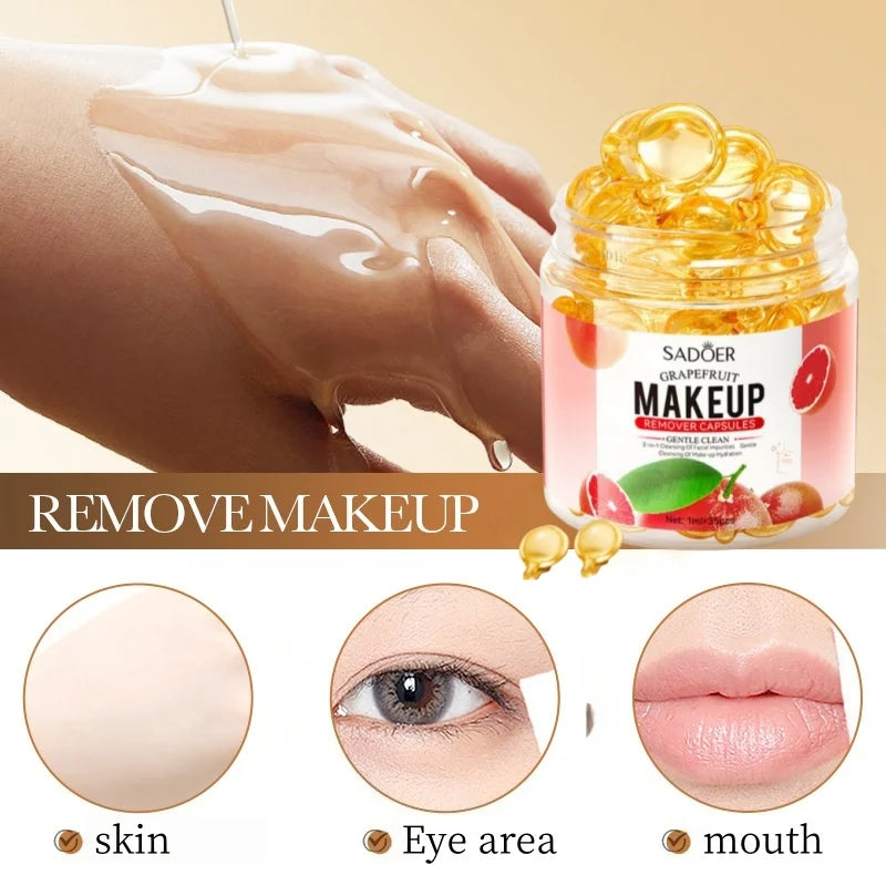 Portable Grapefruit Makeup Remover Capsules for Deep Cleaning
