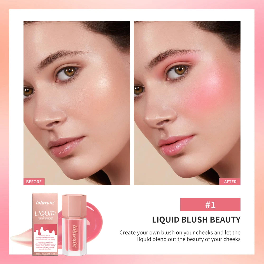 Waterproof Velvet Matte Liquid Blush with Mushroom Brush