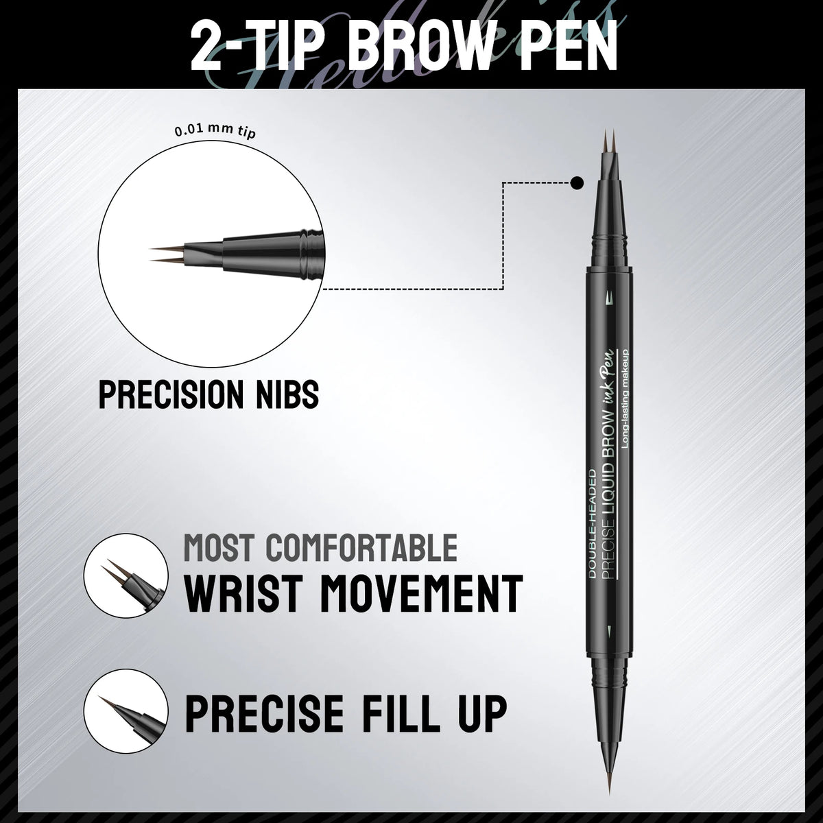 Double-Ended Waterproof Liquid Eyebrow Pen