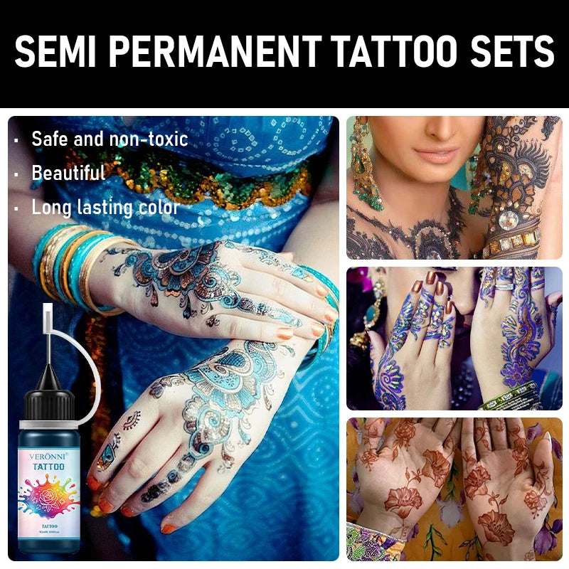 Waterproof Temporary Tattoo Ink Kit with Stencils