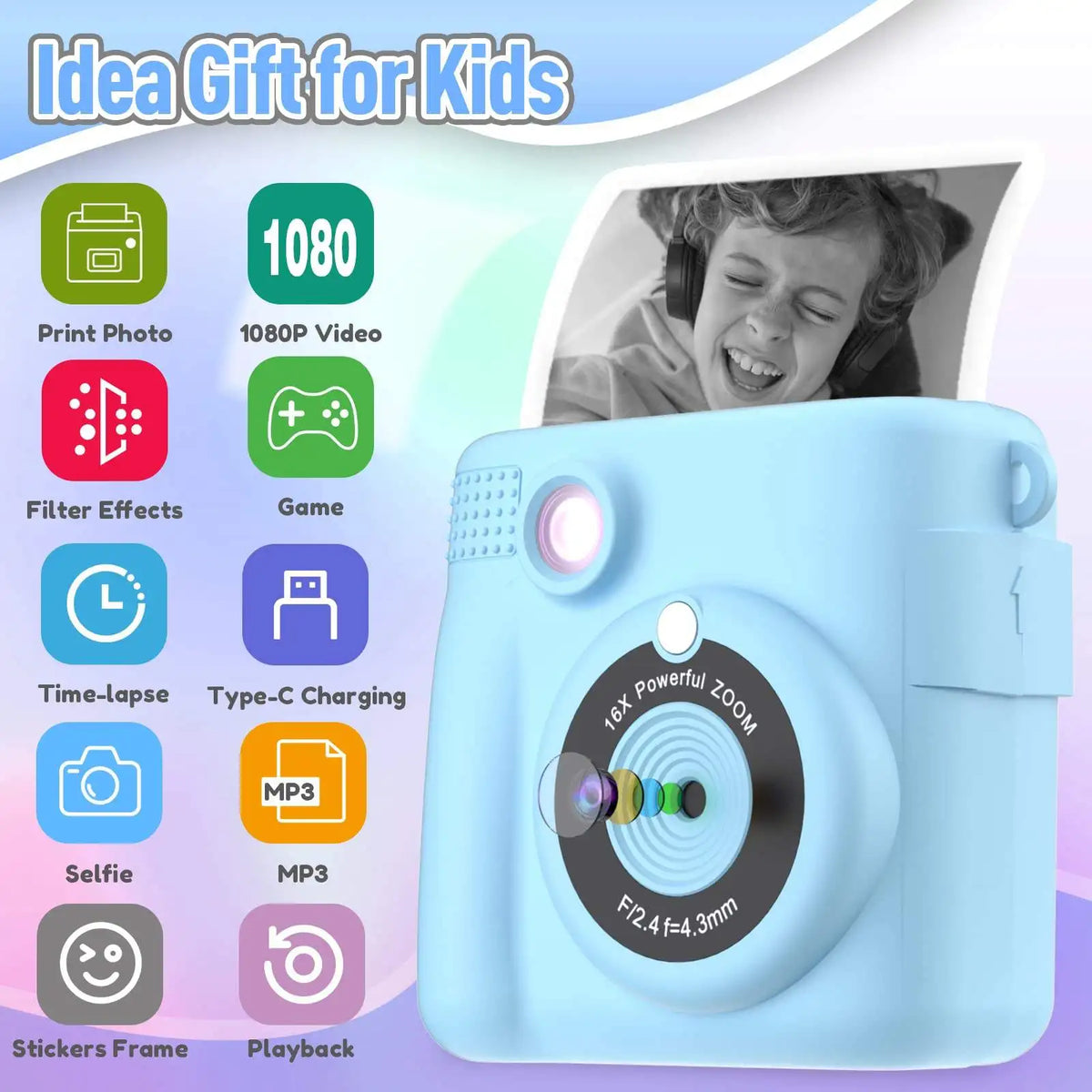 Instant Print Camera for Kids