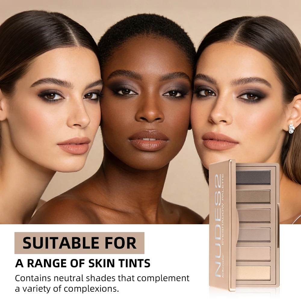 6-Color Matte Eyeshadow Palette for Neutral Nude Makeup Looks