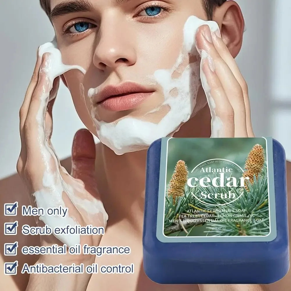 Cedarwood Essential Oil Deep Cleansing Bar Soap for Men