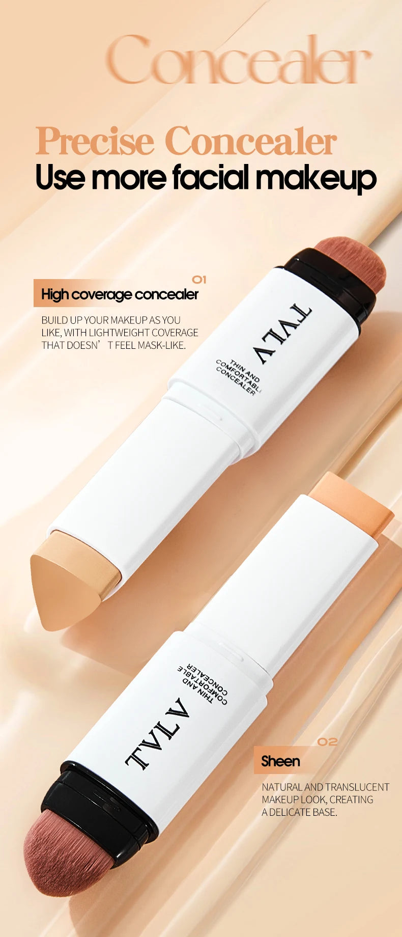 Double-Ended Face Concealer with Built-in Blending Brush - 9