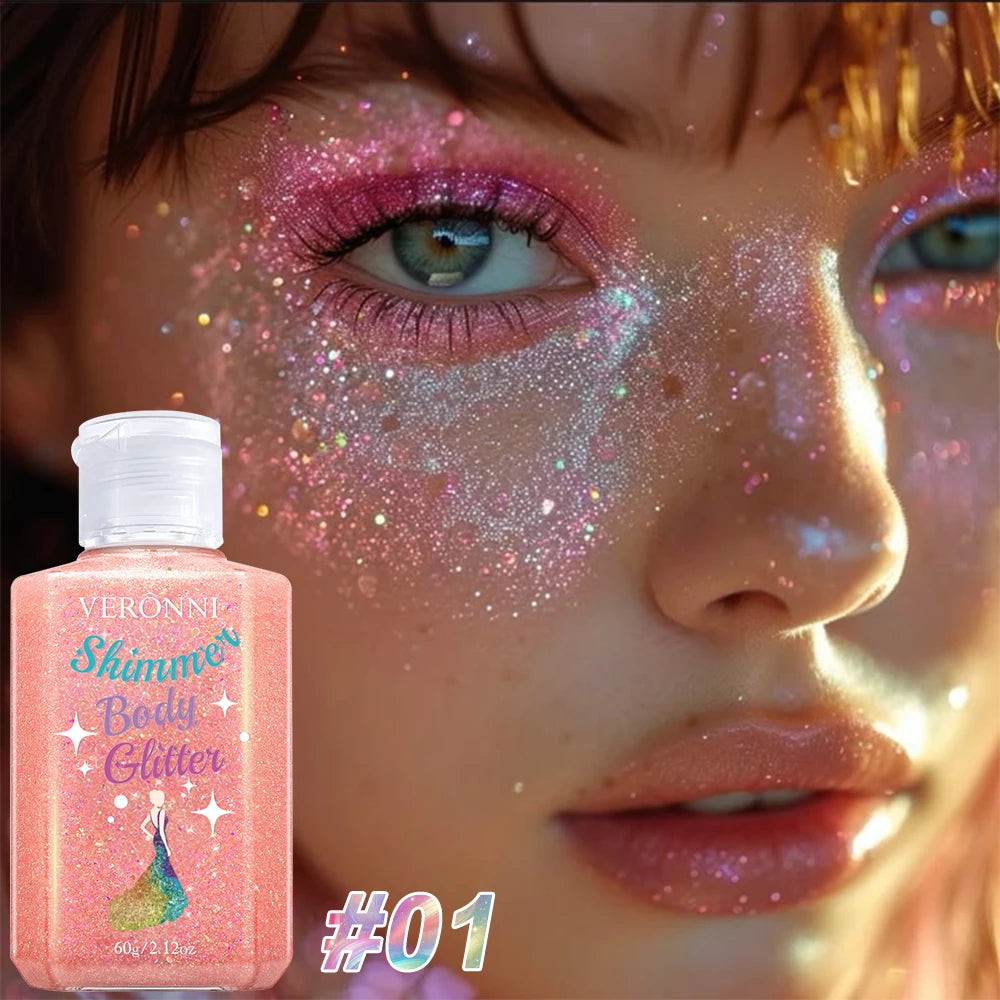 Waterproof Body Shimmer Glitter Gel for Face and Body