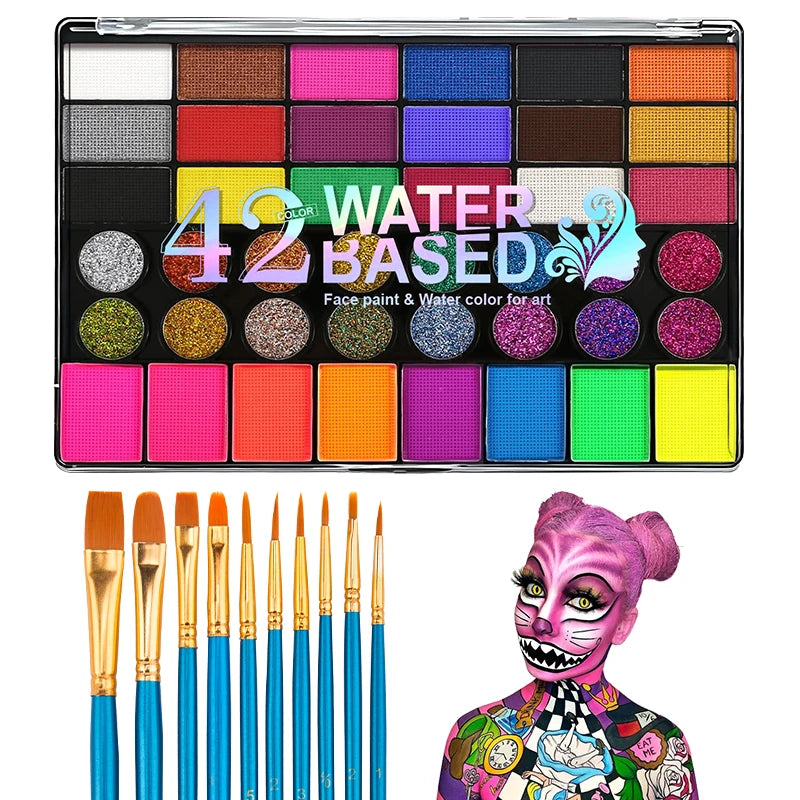 42-Color Professional Face and Body Paint Palette
