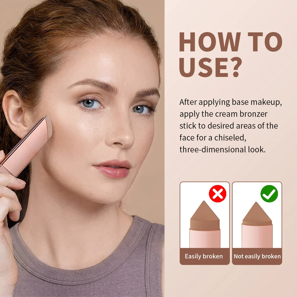 Cream Bronzer and Contour Stick for Sculpted Face Makeup