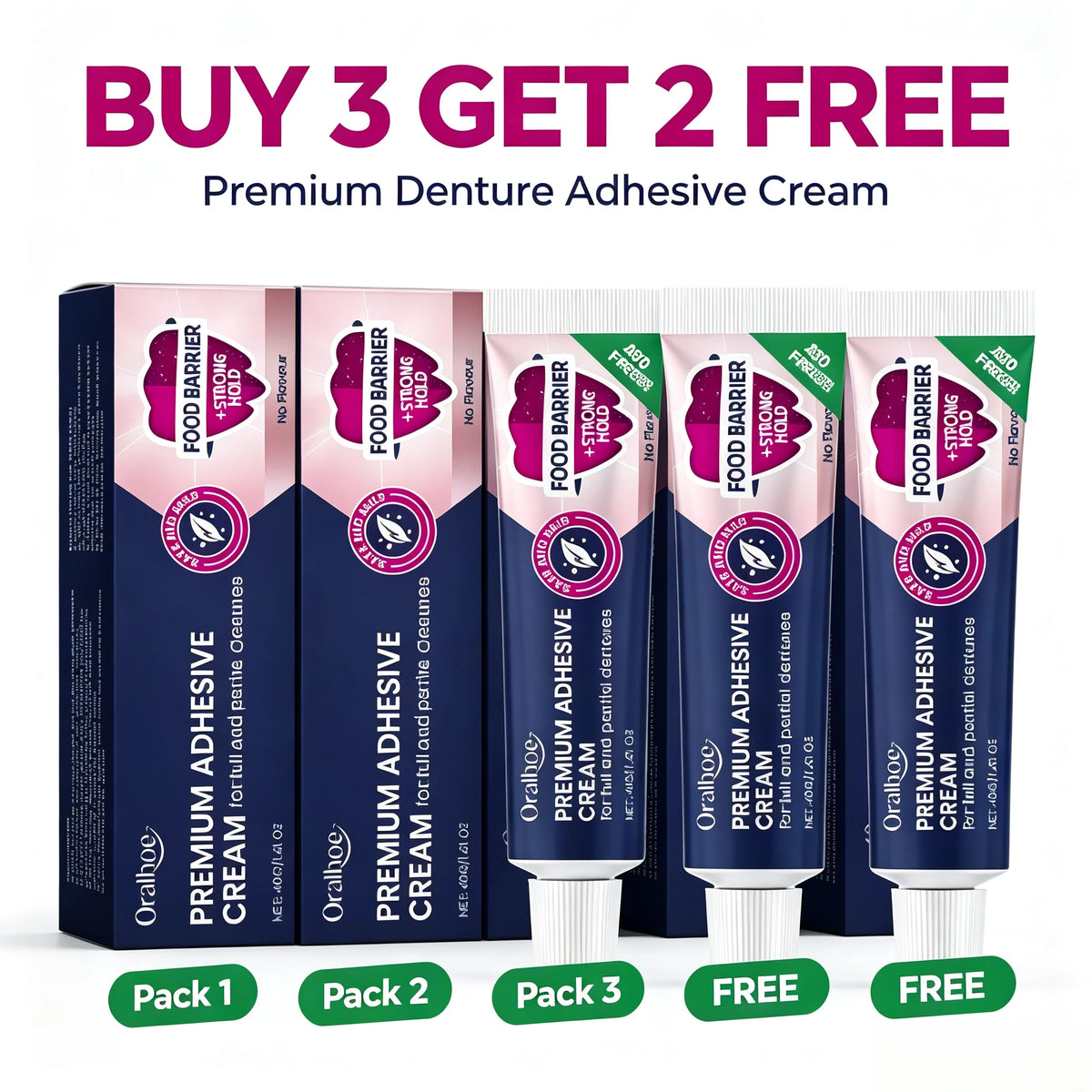 Strong Hold Denture Adhesive Cream for All-Day Comfort