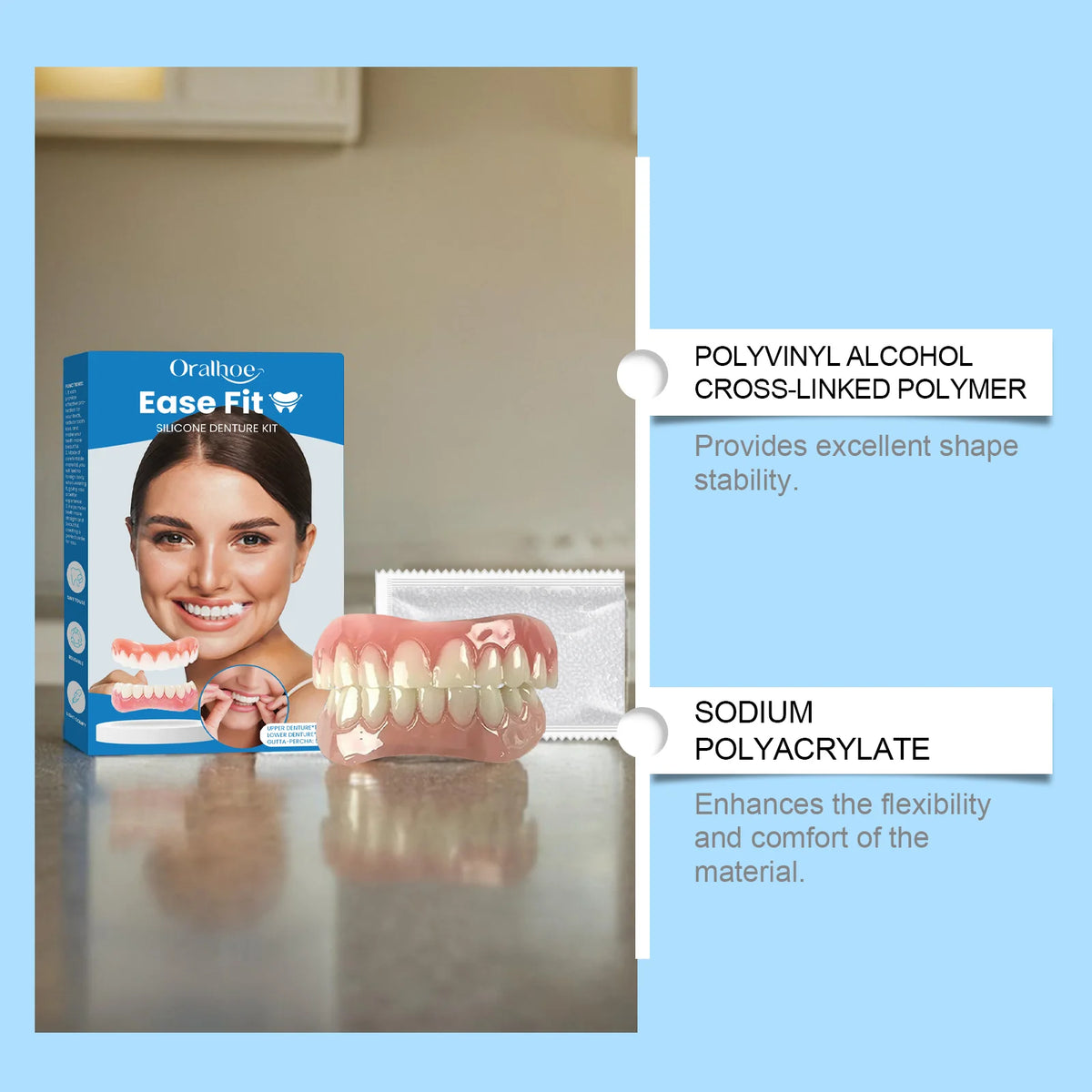 Comfortable Silicone Denture Set for Natural Smile