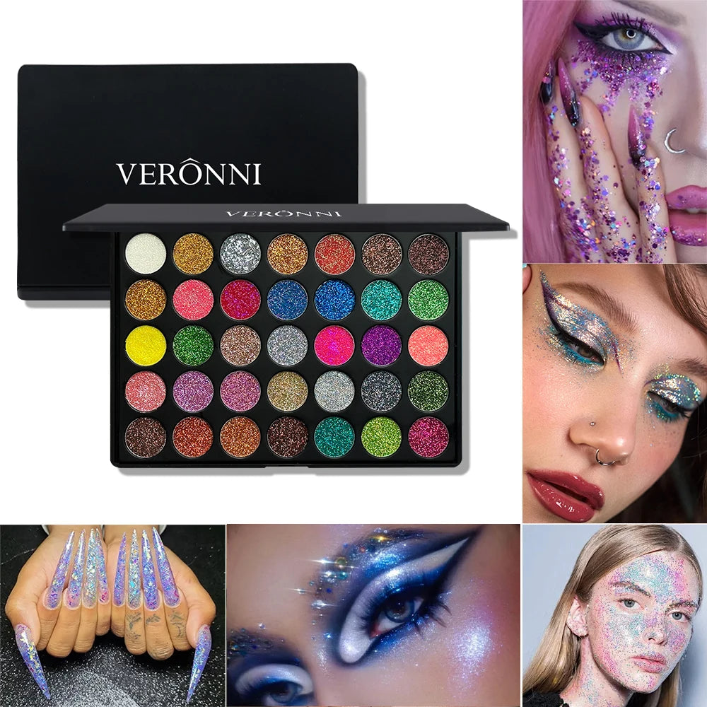 35-Color Professional Glitter Eyeshadow Palette for Bold Looks