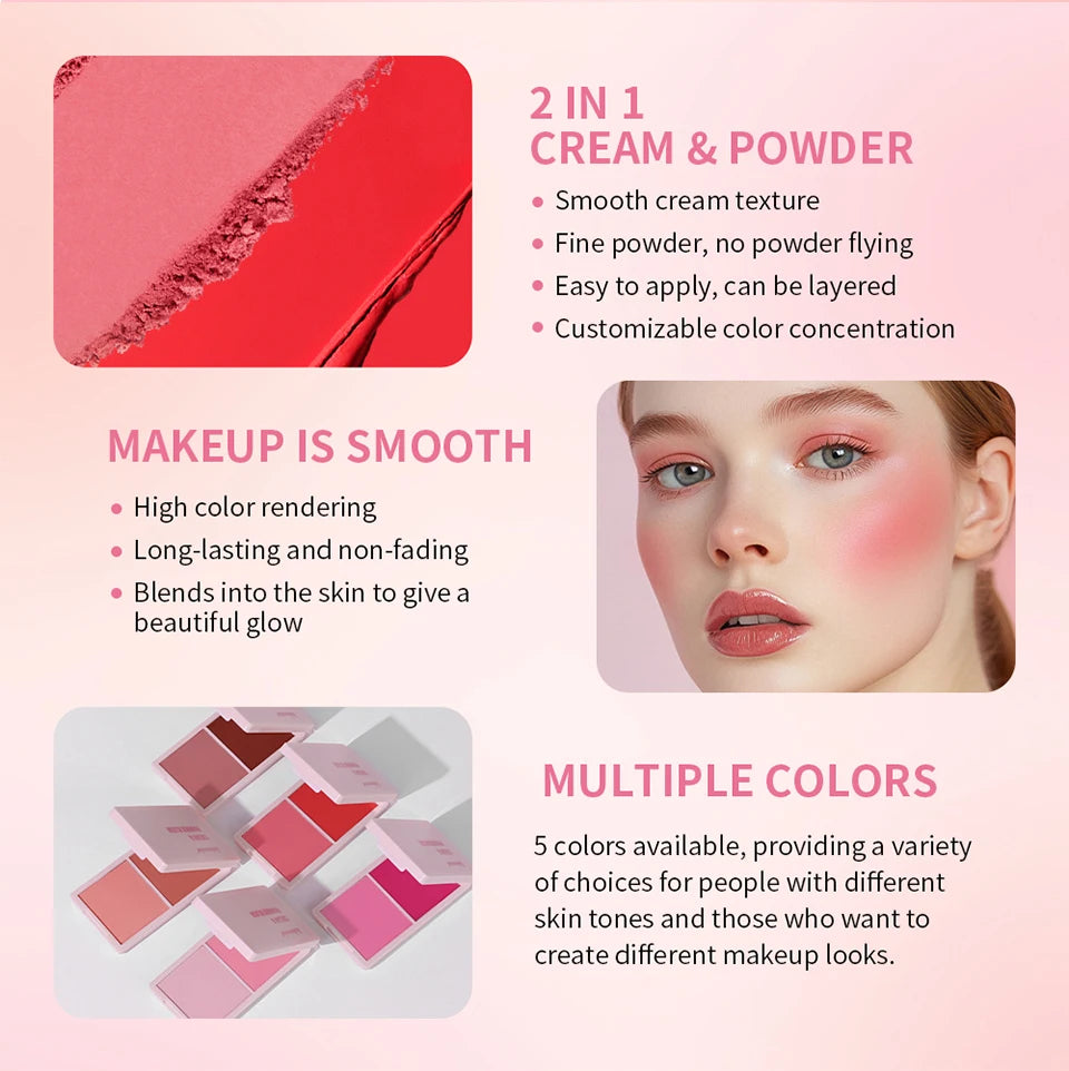 2-in-1 Cream and Powder Face Blush Duo