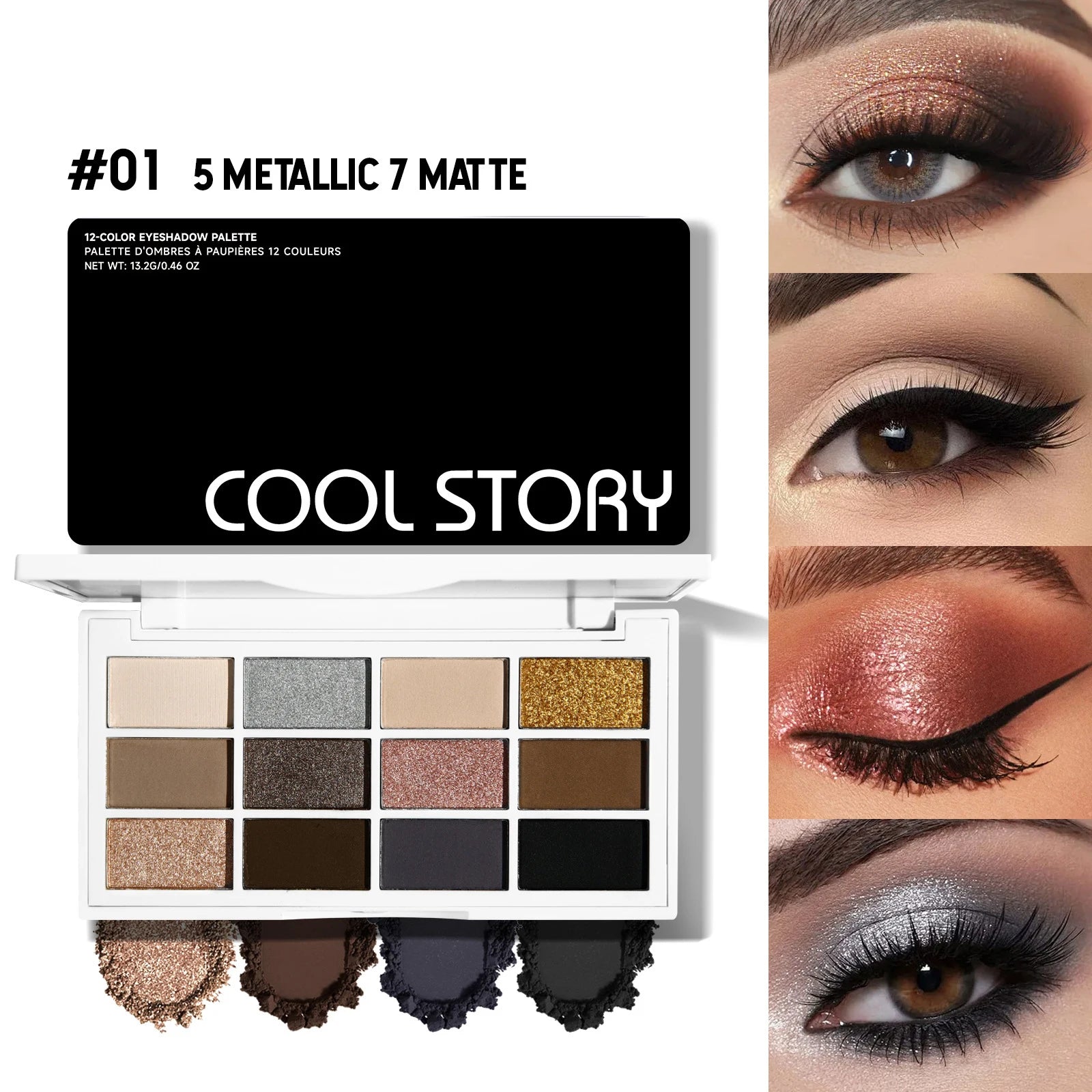 12-Color Neutral Eyeshadow Palette for Smoky and Party Looks - 1
