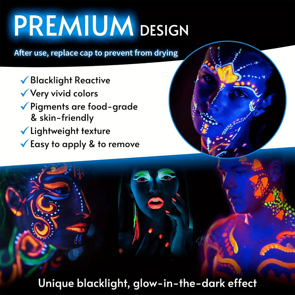 UV Neon Glow-in-the-Dark Face and Body Paint Kit