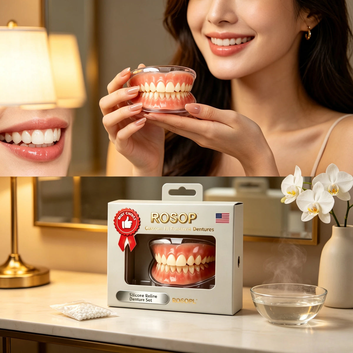 Comfortable Soft Silicone Denture Set for Men and Women