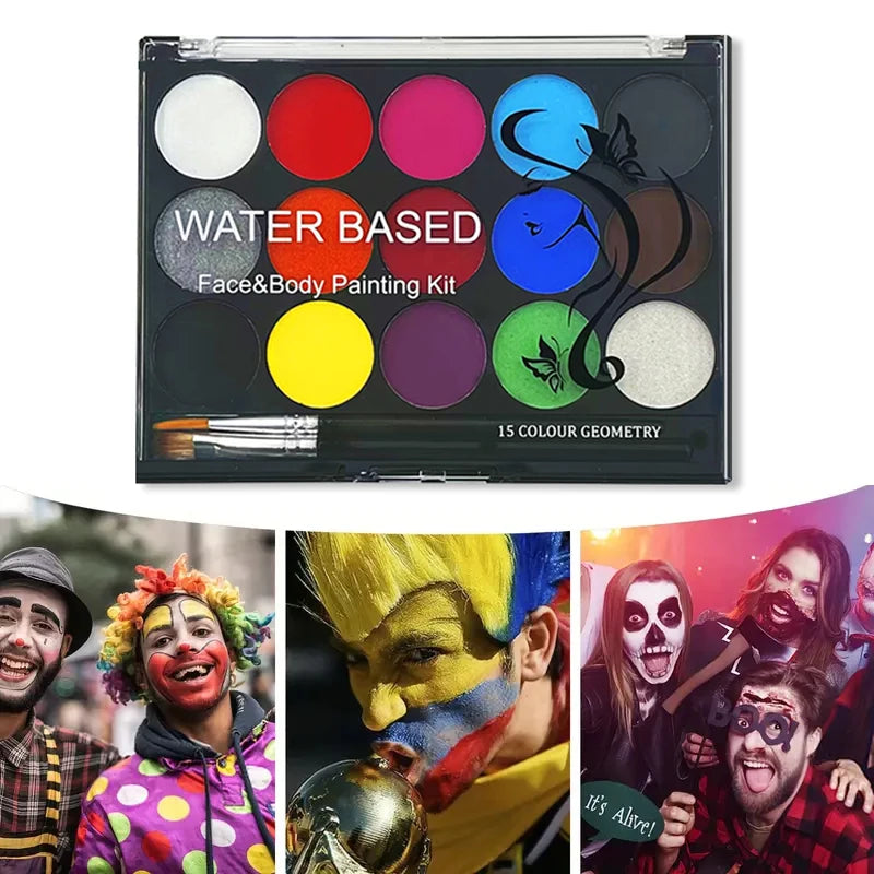15-Color Professional Face and Body Painting Kit - 1