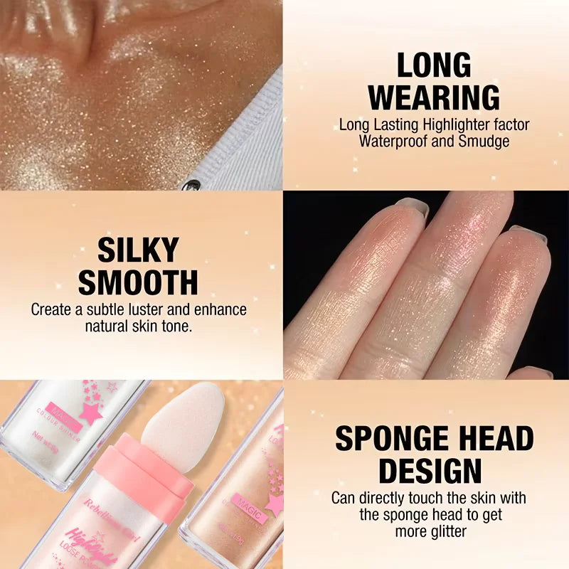 3-Pack Fairy Shimmer Highlighter Powder Stick for Face and Body