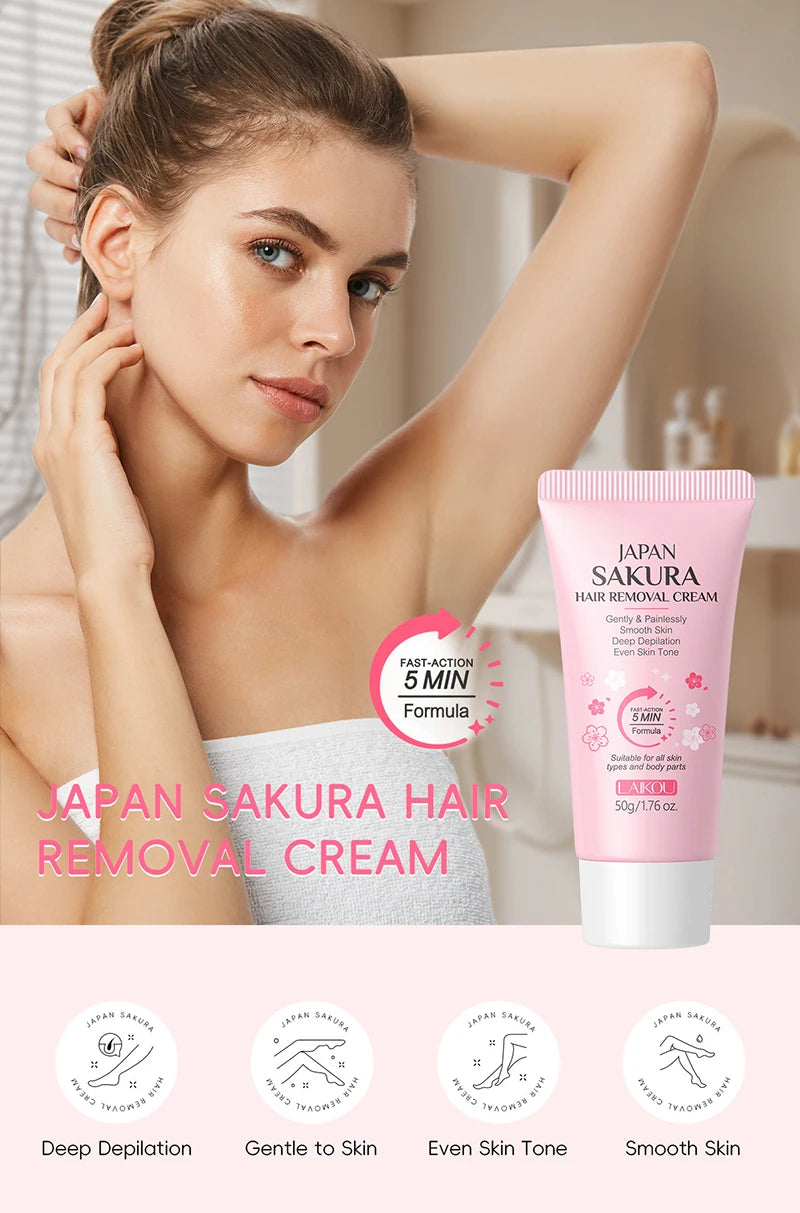 Painless Gentle Hair Removal Cream for Sensitive Skin