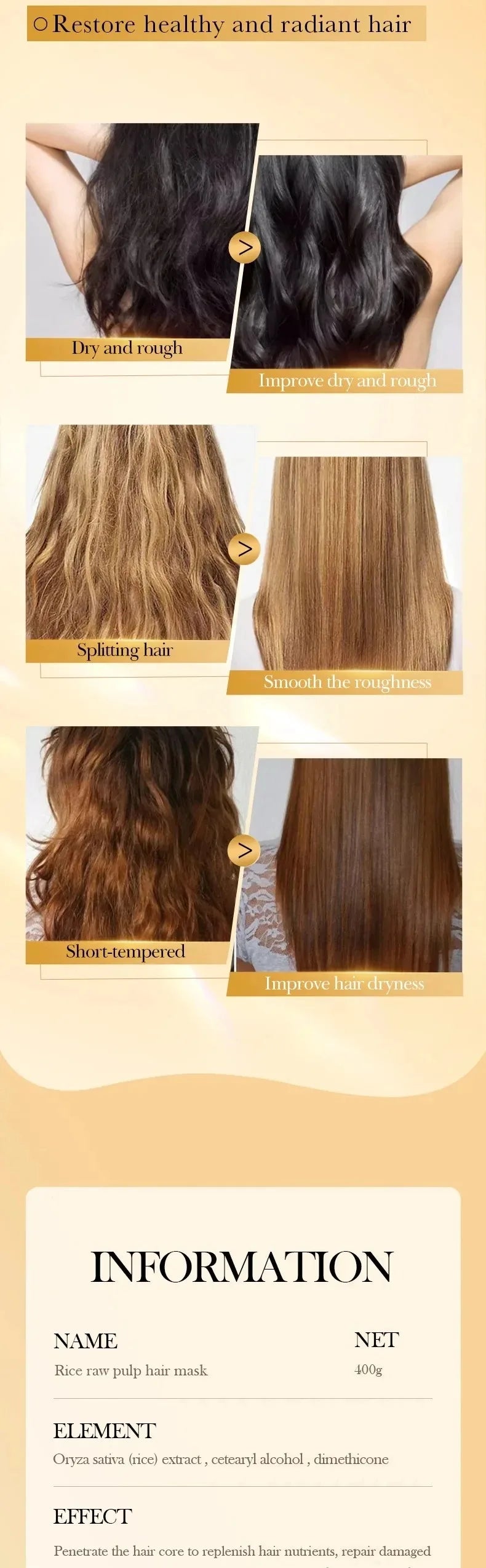 Deep Nourishing Rice Extract Hair Repair Mask