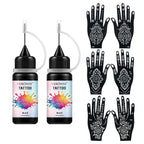 Temporary Tattoo Ink and Stencil Kit for Body Art