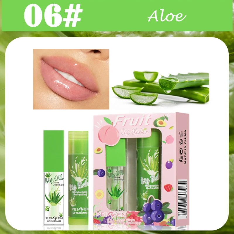 Fruit Scented Moisturizing Lip Oil and Balm Set