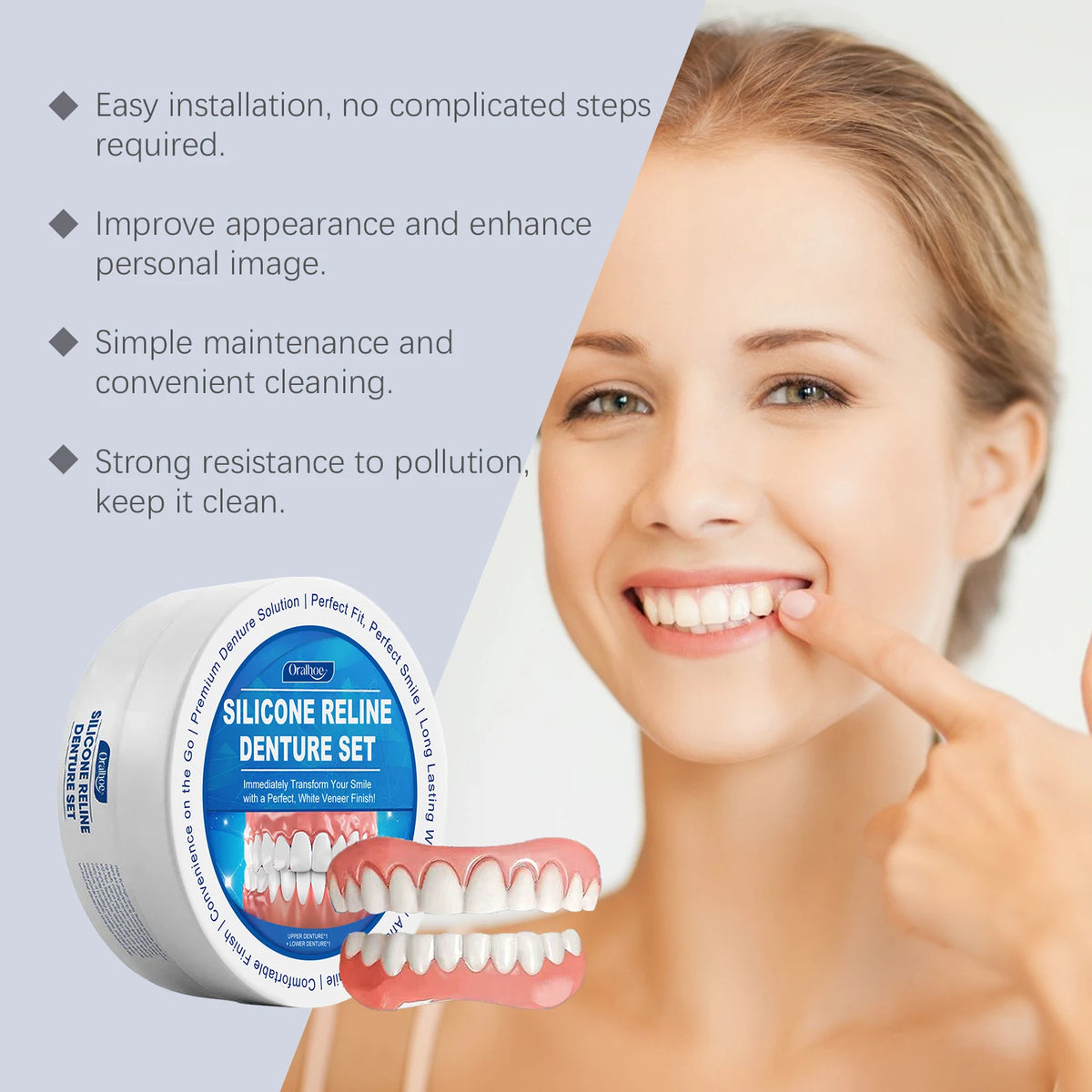 Temporary Silicone Denture Repair and Smile Veneer Kit