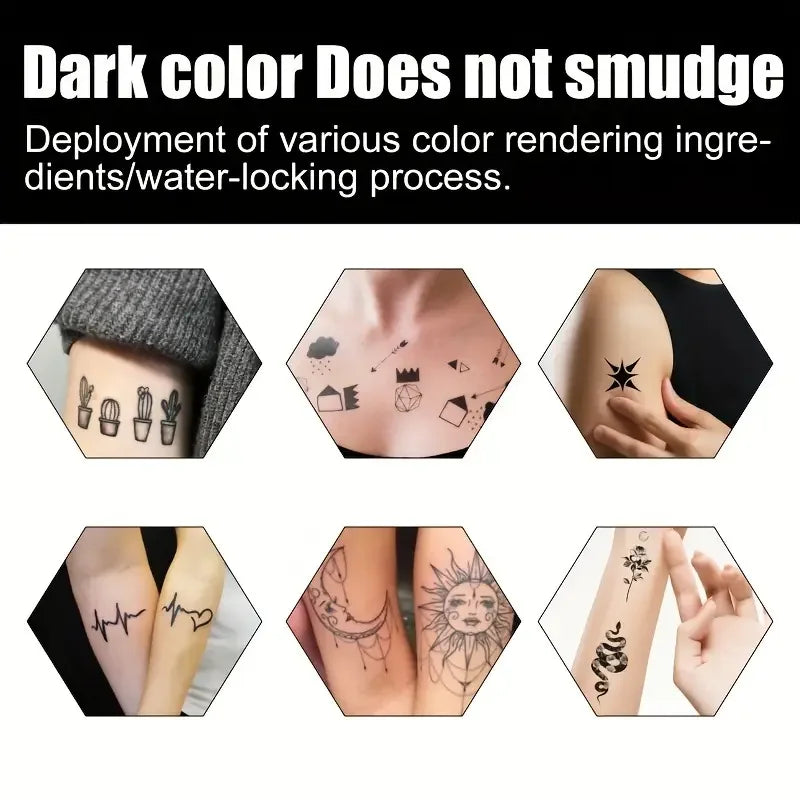 Long-Lasting Temporary Tattoo Ink Kit with Stencils