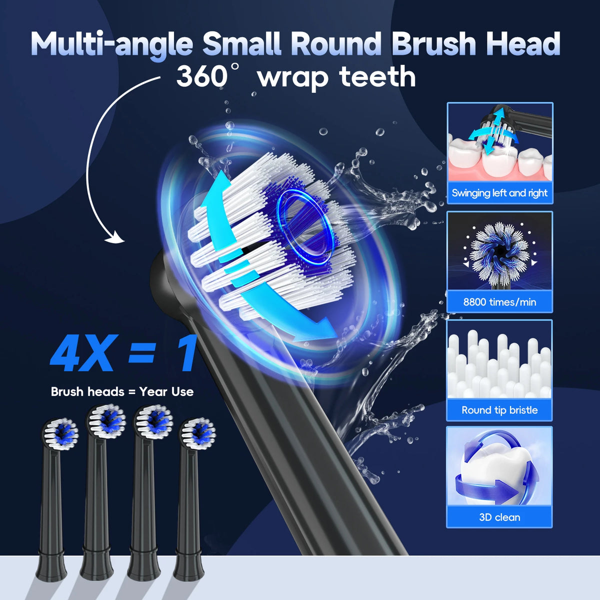 Rechargeable Electric Sonic Toothbrush for Deep Cleaning