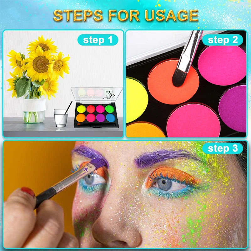 UV Glow Fluorescent Face and Body Paint Kit